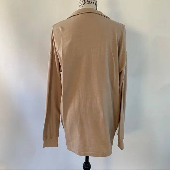 EUC PrettyLittleThing Women Stone Polo Collar Sweatshirt Mini Dress Size US 1 - Picture 5 of 12